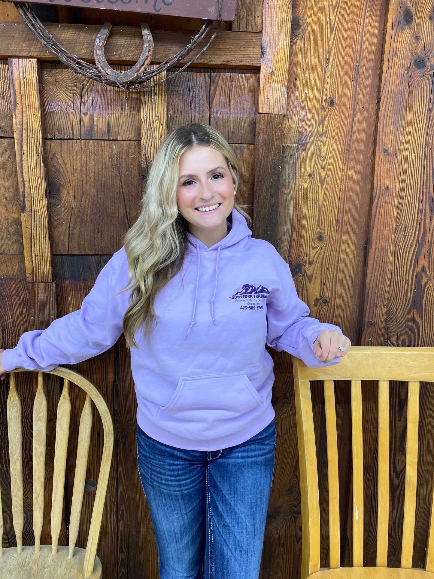 NEW Lavender South Fork Trading Co - Adult Unisex Hoodie w/ Detailed Sleeve