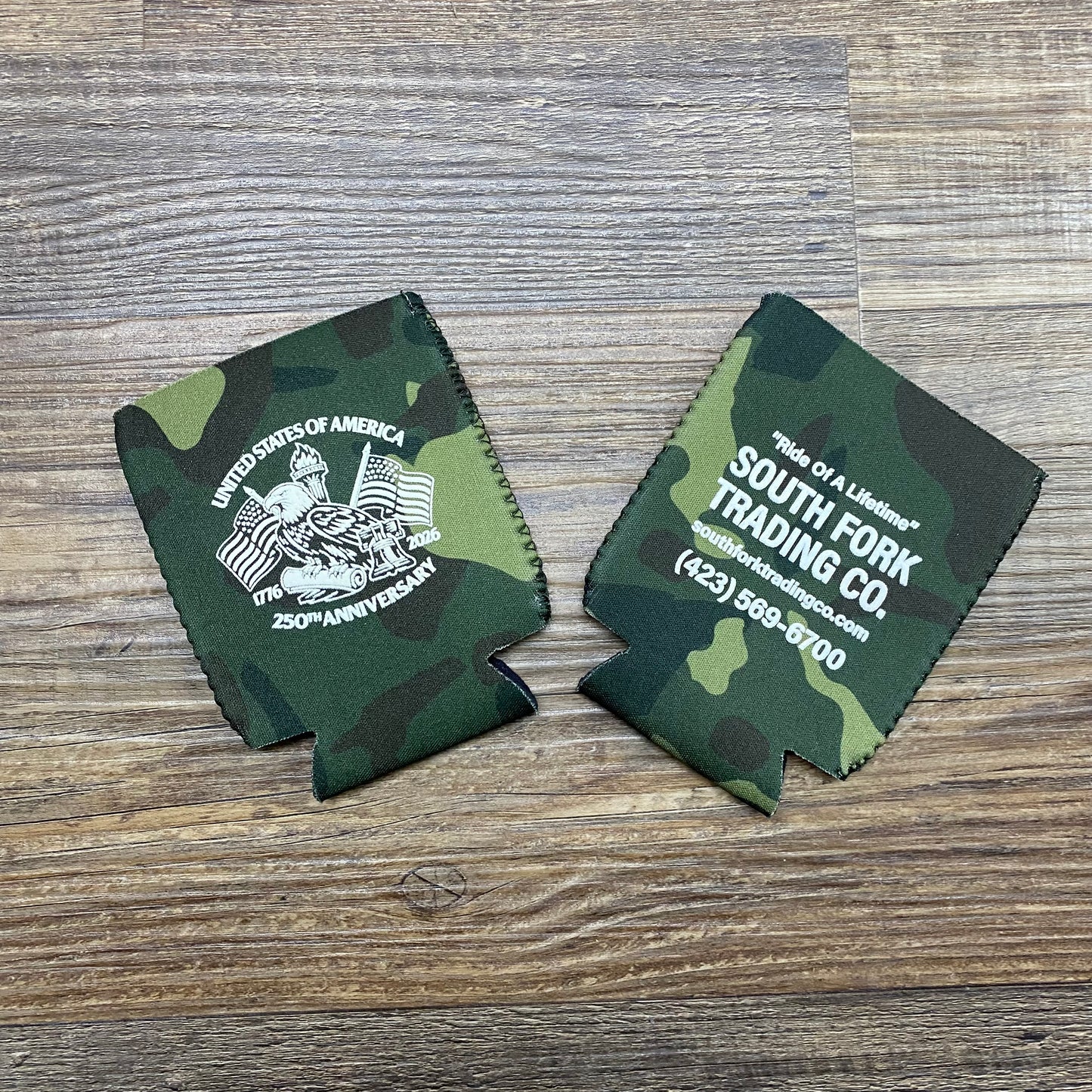 South Fork Trading Co 250th Anniversary Camo Foam Can Koozies
