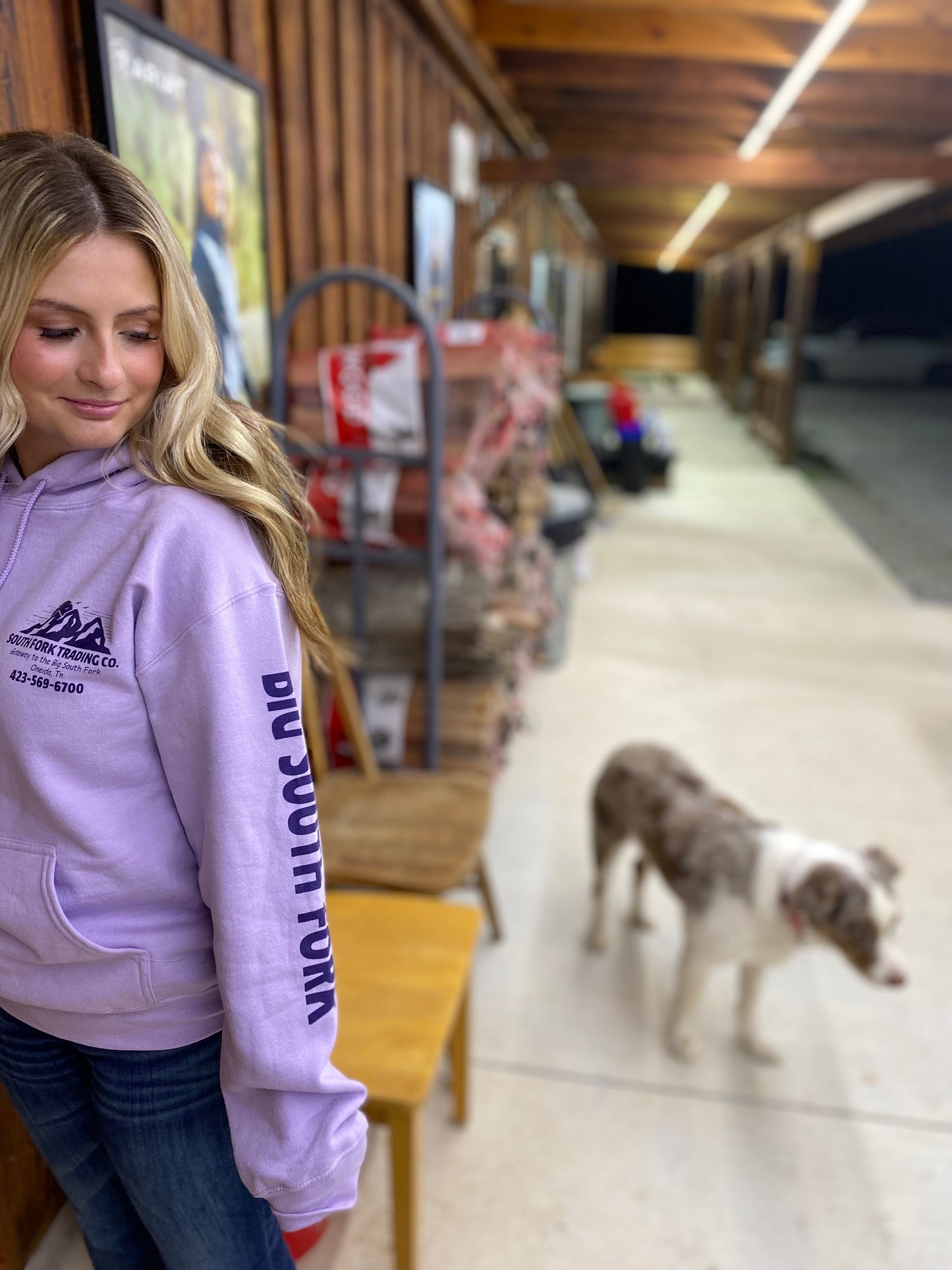 NEW Lavender South Fork Trading Co - Adult Unisex Hoodie w/ Detailed Sleeve