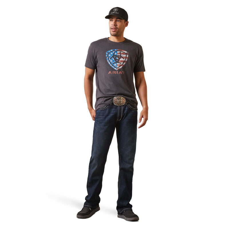 Ariat Mens American Shield SS T-Shirt Charcoal Heather