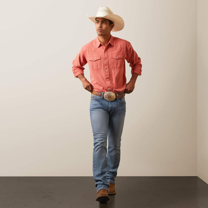 Ariat Mens Jurlington Retro Snap LS Shirt Faded Brick