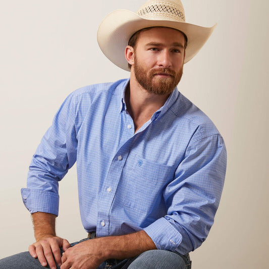 Ariat Mens Leo Classic Fit LS Button Up Shirt Blue