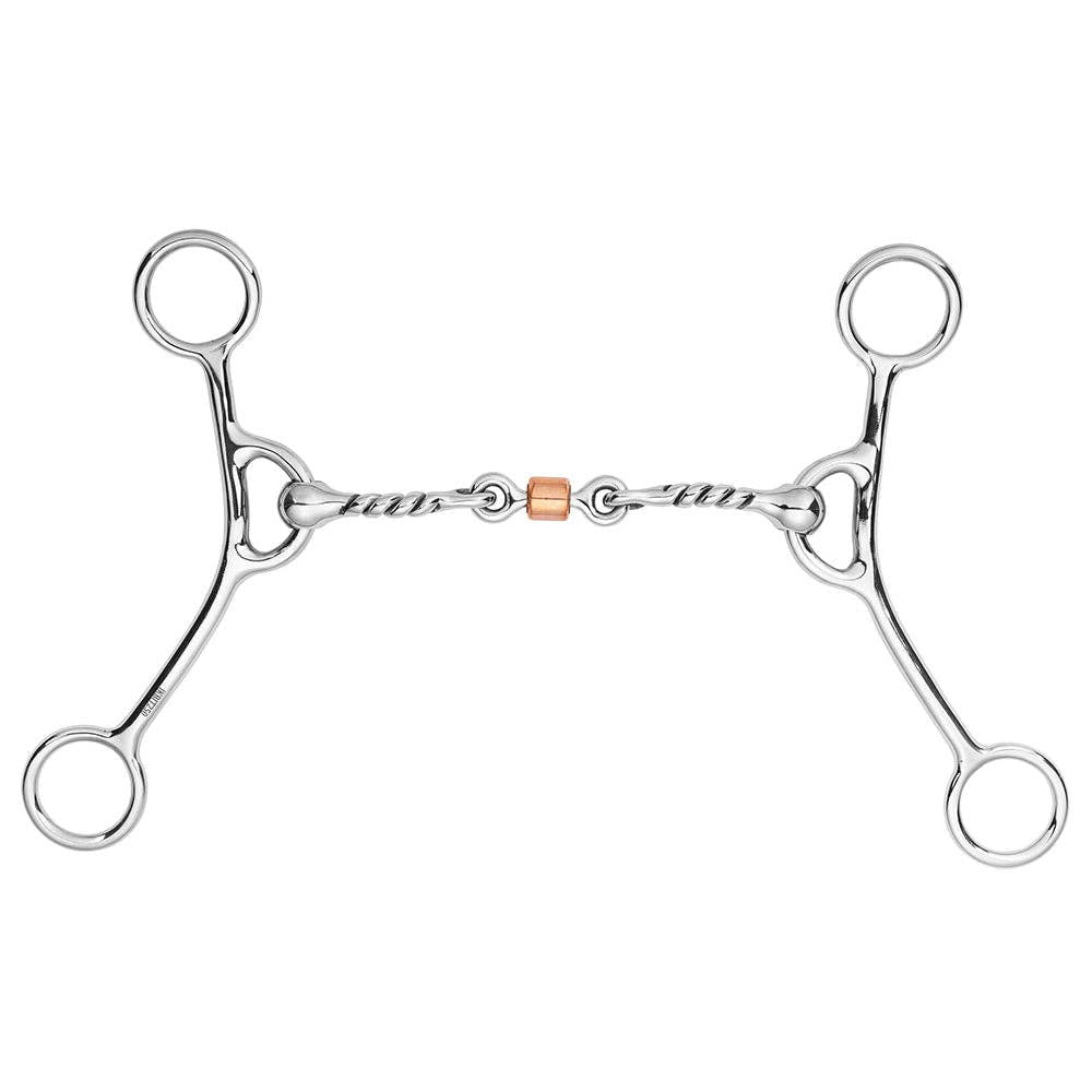 BAR H EQUINE Western Gag Bit with Twisted Three-Piece Copper Roller Mouth
