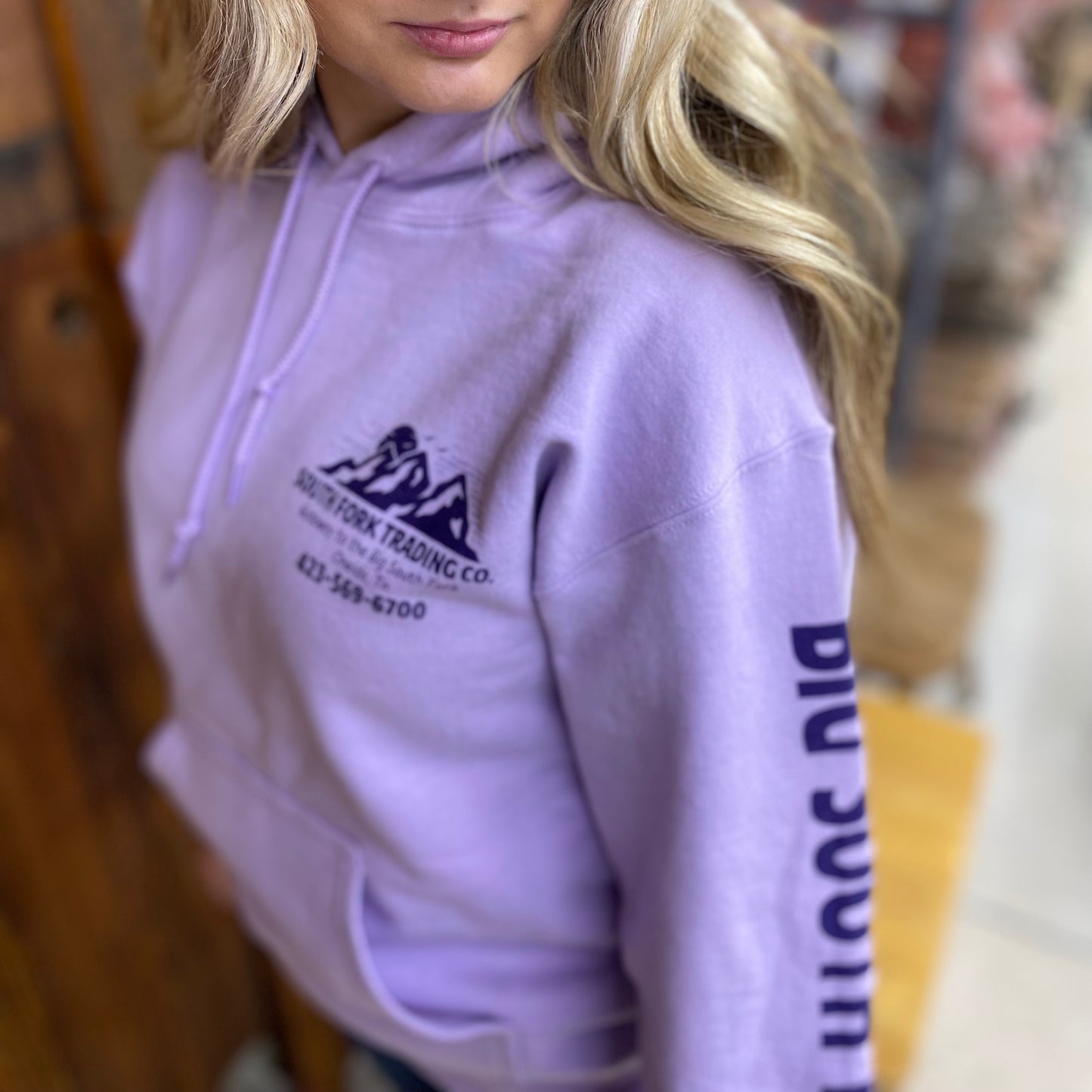 NEW Lavender South Fork Trading Co - Adult Unisex Hoodie w/ Detailed Sleeve