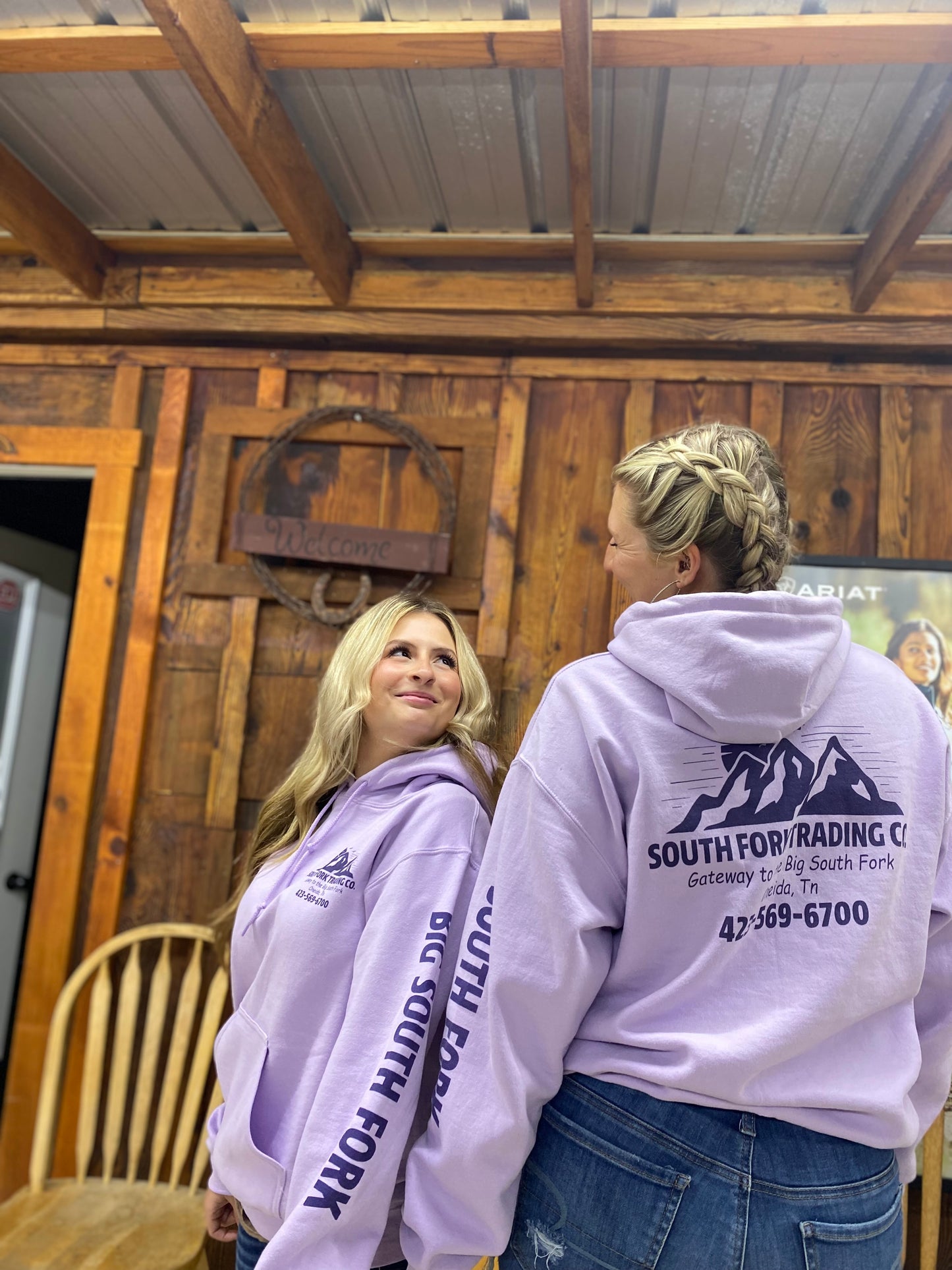 NEW Lavender South Fork Trading Co - Adult Unisex Hoodie w/ Detailed Sleeve