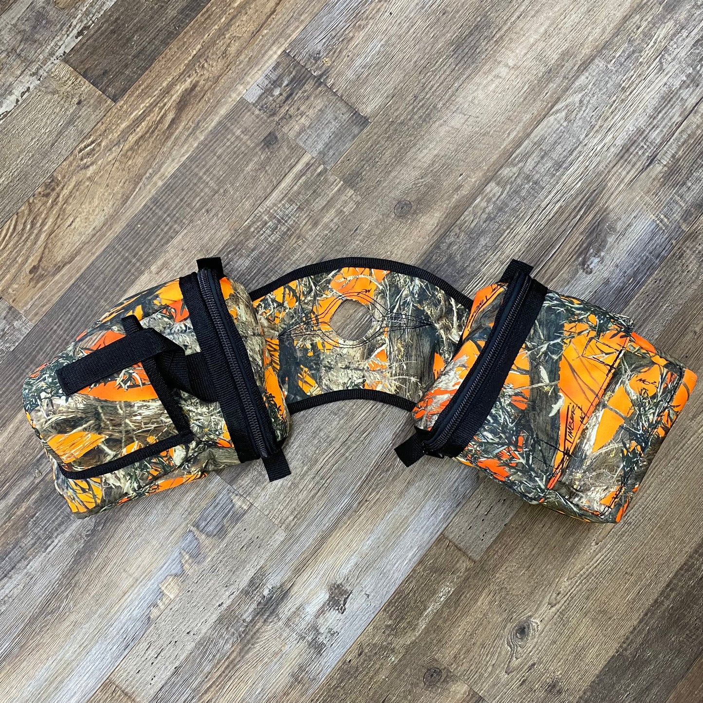 Amish Made Orange Camo Saddle Horn Bags w/ Drink Holder