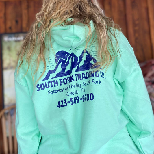 NEW Mint & Navy South Fork Trading Co - Adult Unisex Hoodie w/ Detailed Sleeve
