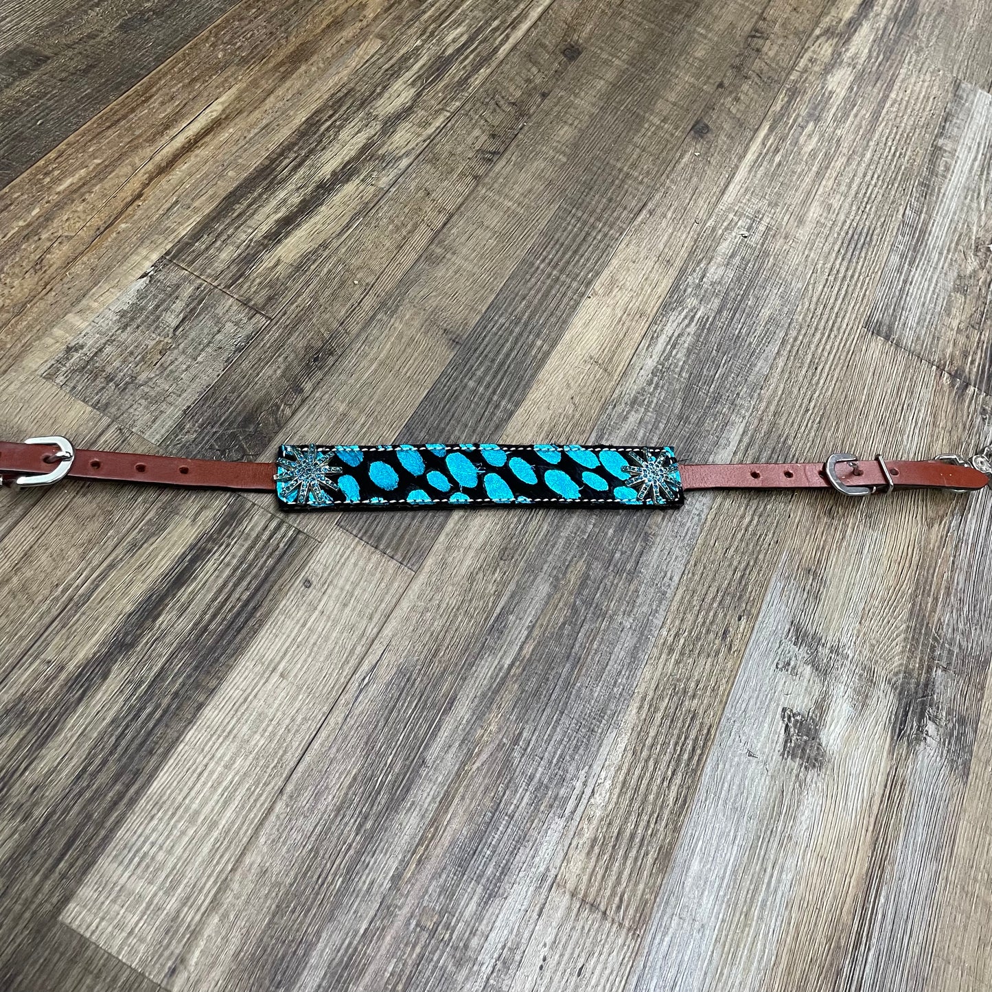 Western Blue Wither Strap & Leather Wither Strap w/ Spur Conchos