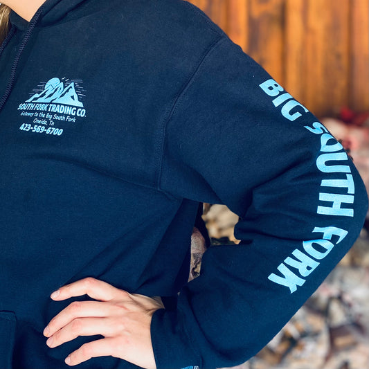 NEW Navy & Teal South Fork Trading Co - Adult Unisex Hoodie w/ Detailed Sleeve