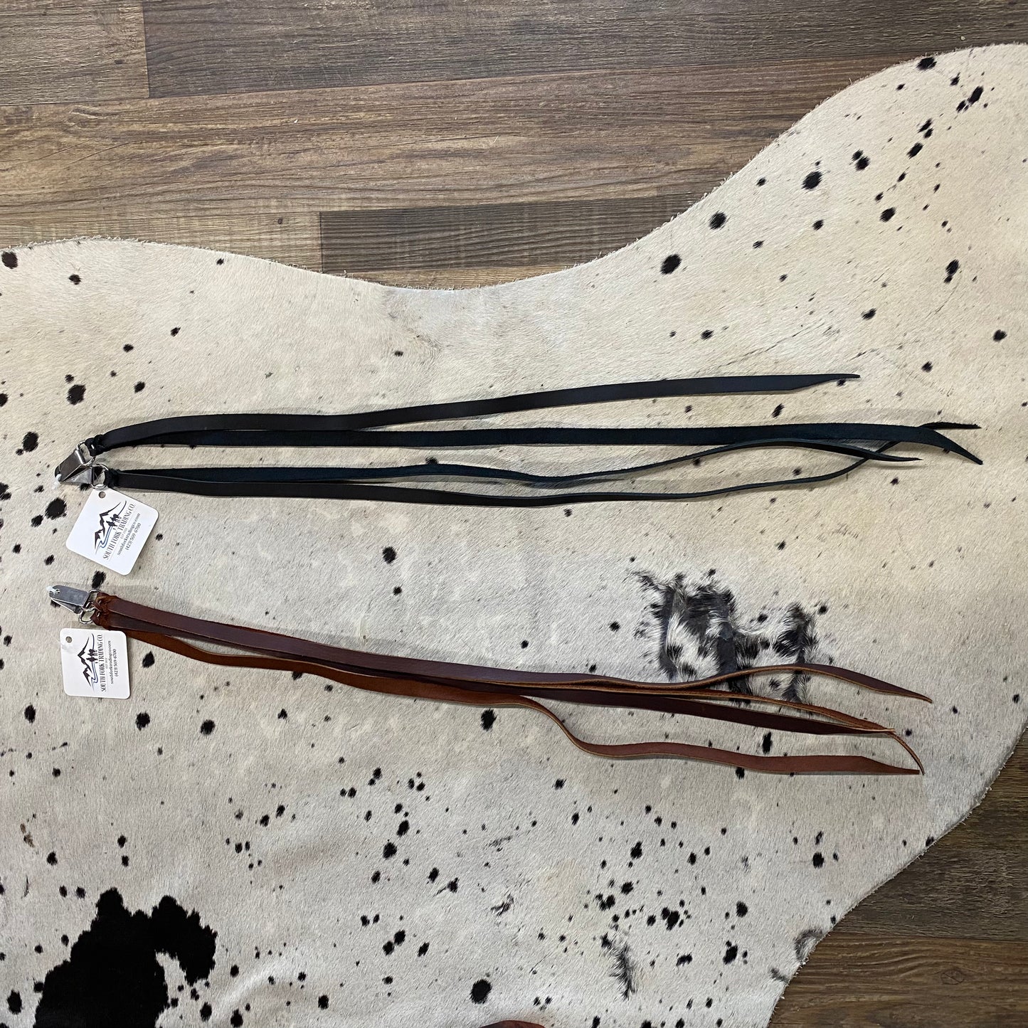 Pair Of Saddle Clip & D Ring Saddle String 28 inches Long Brown, or Black Amish Crafted