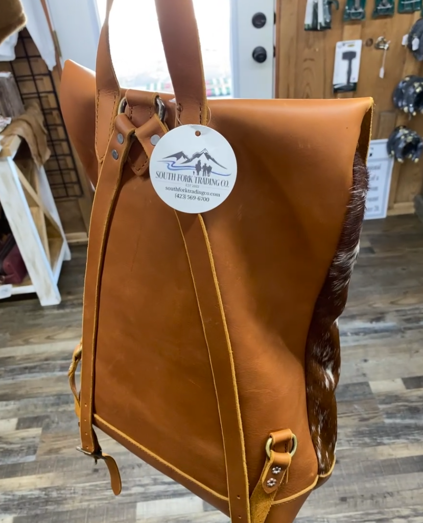 Amish Crafted “Dirty Diane” BACK PACK All Leather & Cowhide Large
