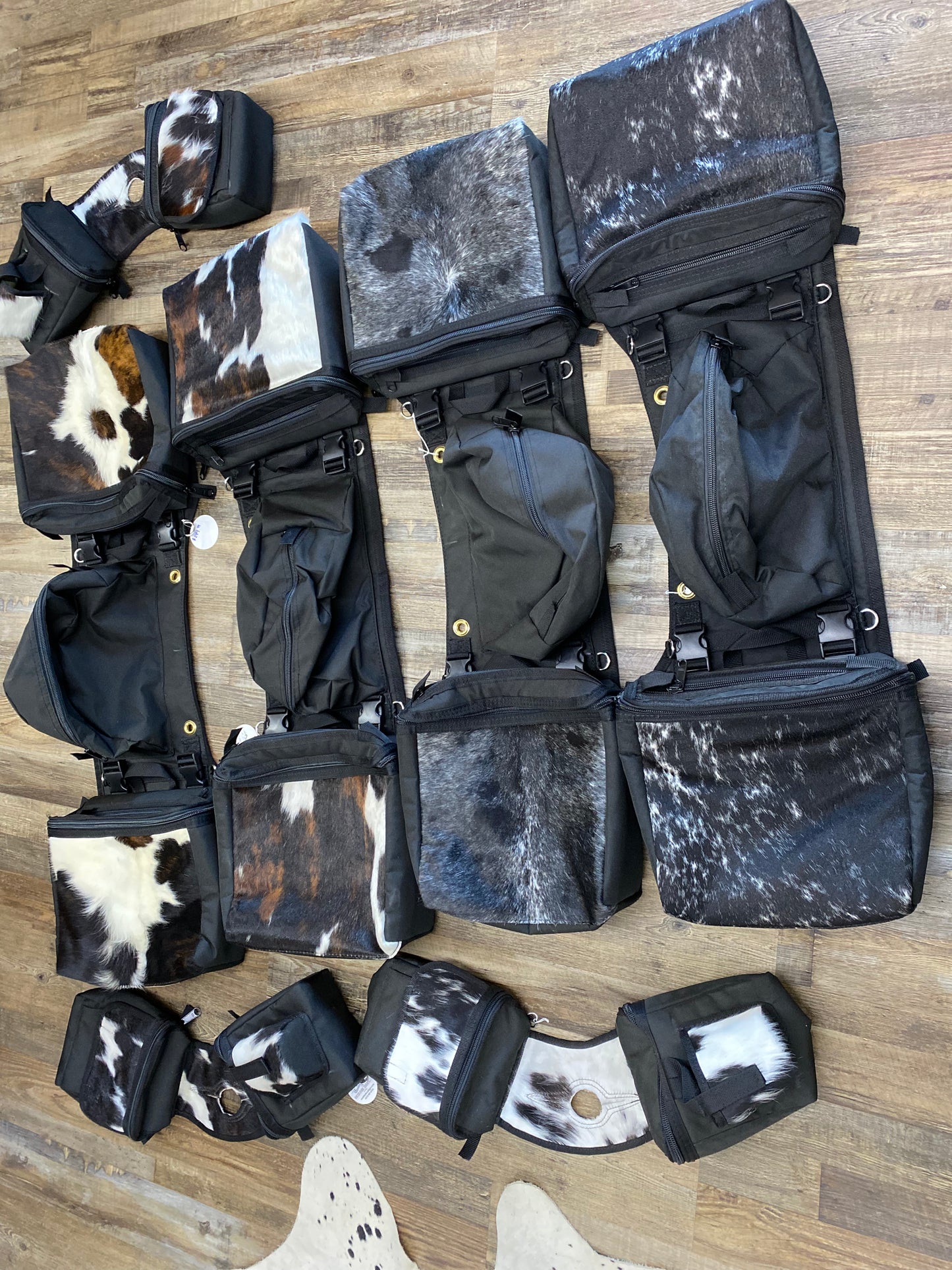 Amish Made Black Real COWHIDE Detachable Saddle Bags