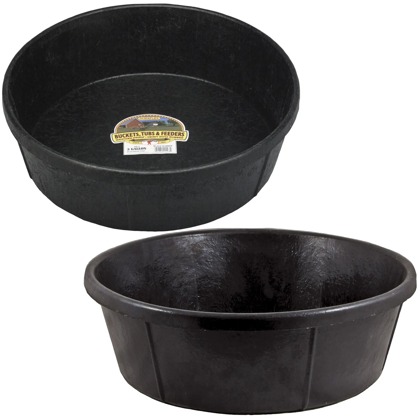 Feeder pan horses live stock livestock rubber gallon feed