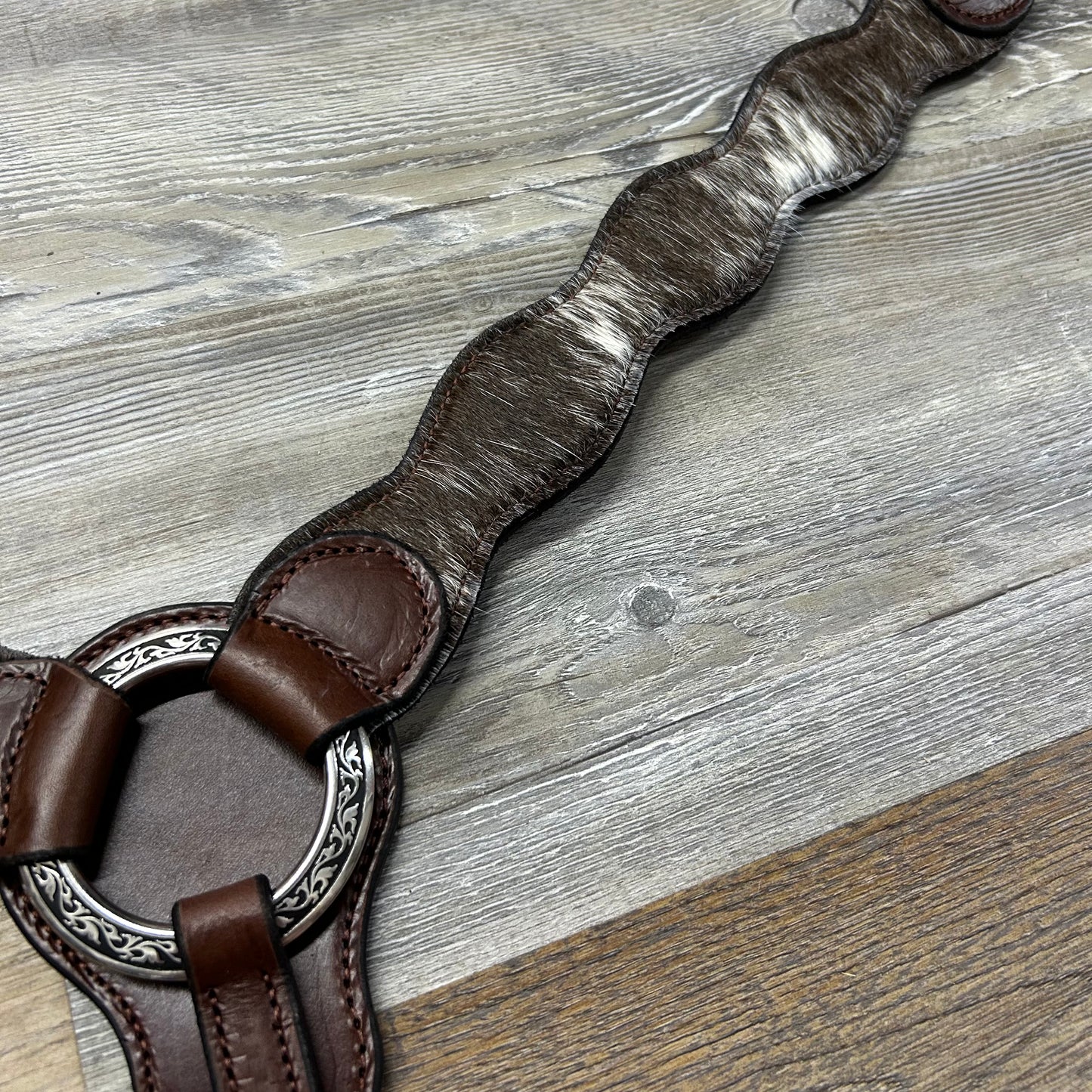 COWHIDE Dark Brown Schwartz Dark Brown Leather Breast Collar W/ Silver Stainless Steel Hardware Amish Crafted