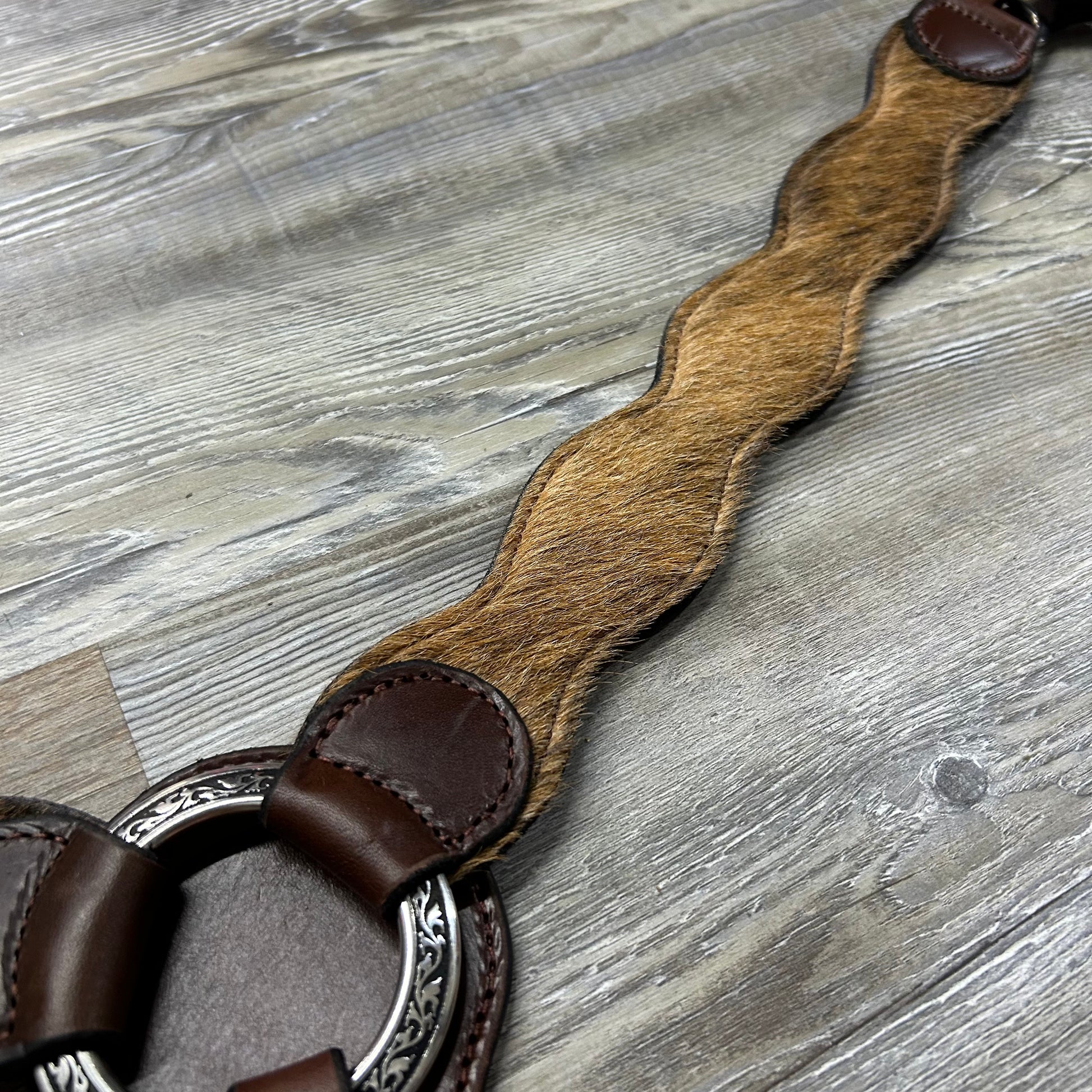 COWHIDE Schwartz Dark Brown Leather Breast Collar W/ Silver Stainless Steak Hardware