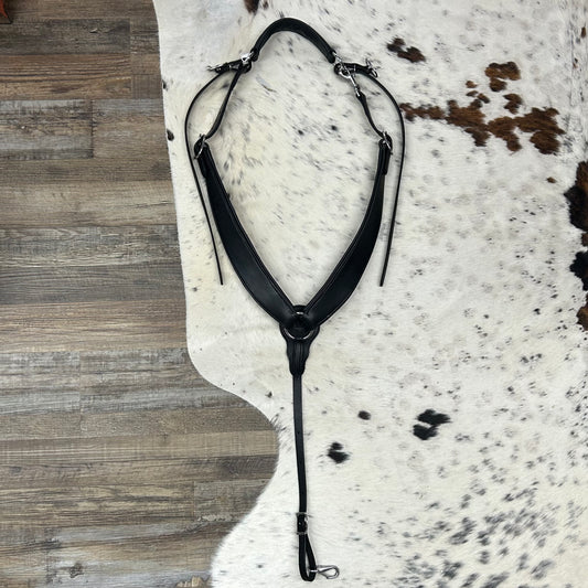 Schwartz Aussie Leather Western Breast Collar - Black w/ Silver Hardware