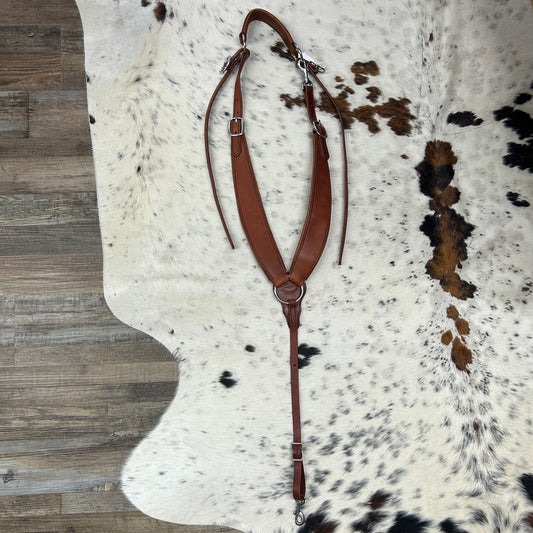 Schwartz Leather Western Aussie Pulling Breast Collar - Light Brown With Silver Hardware