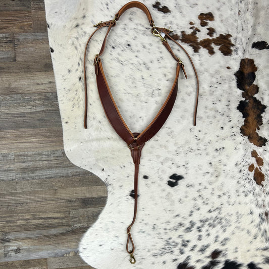 Schwartz Leather Western Aussie Pulling Breast Collar - Light Brown With Brass Hardware