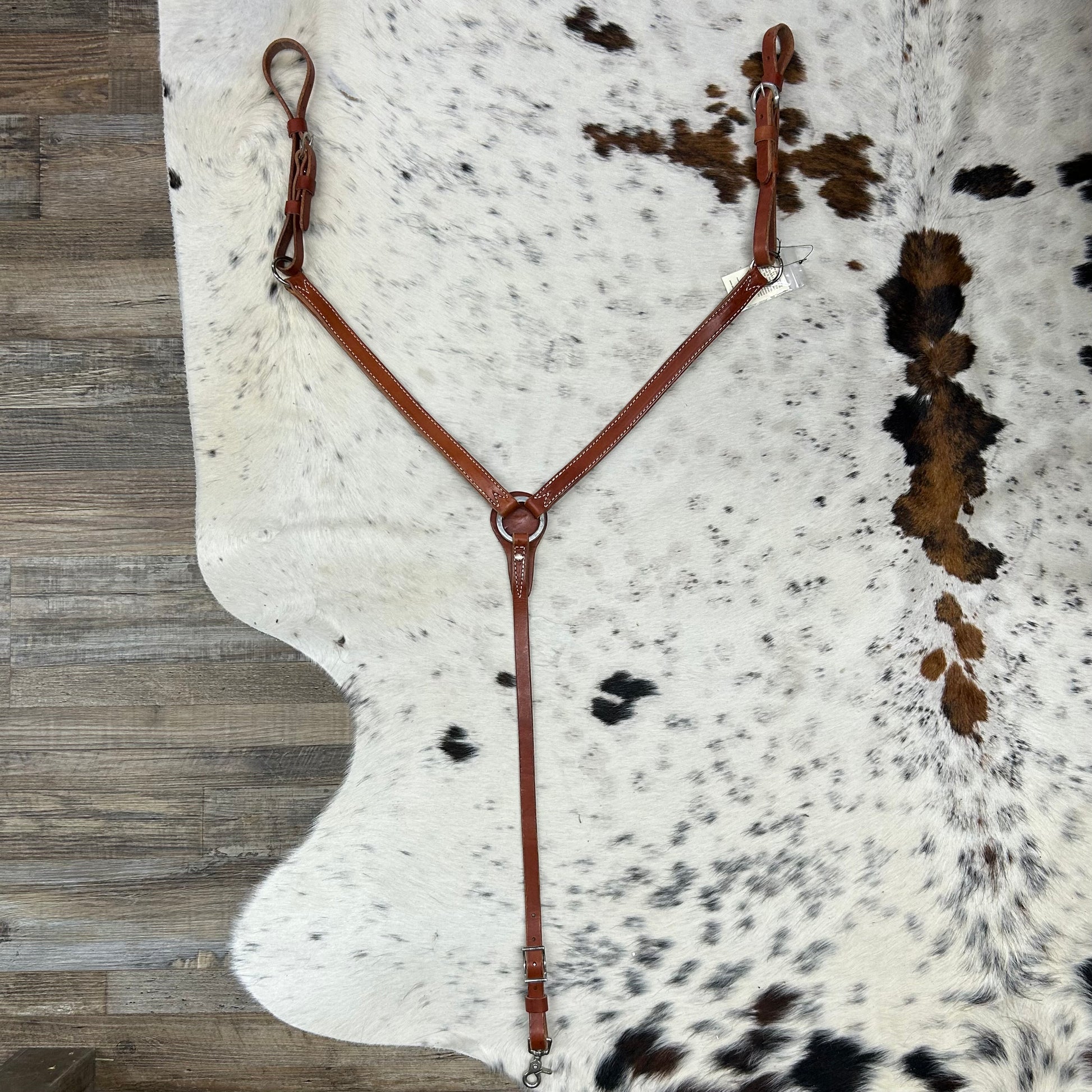 Schwartz Leather Western Straight Breast Collar - Light Brown w/ Silver Hardware