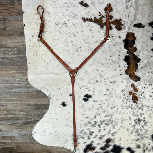 Schwartz Leather Western Straight Breast Collar - Light Brown w/ Silver Hardware