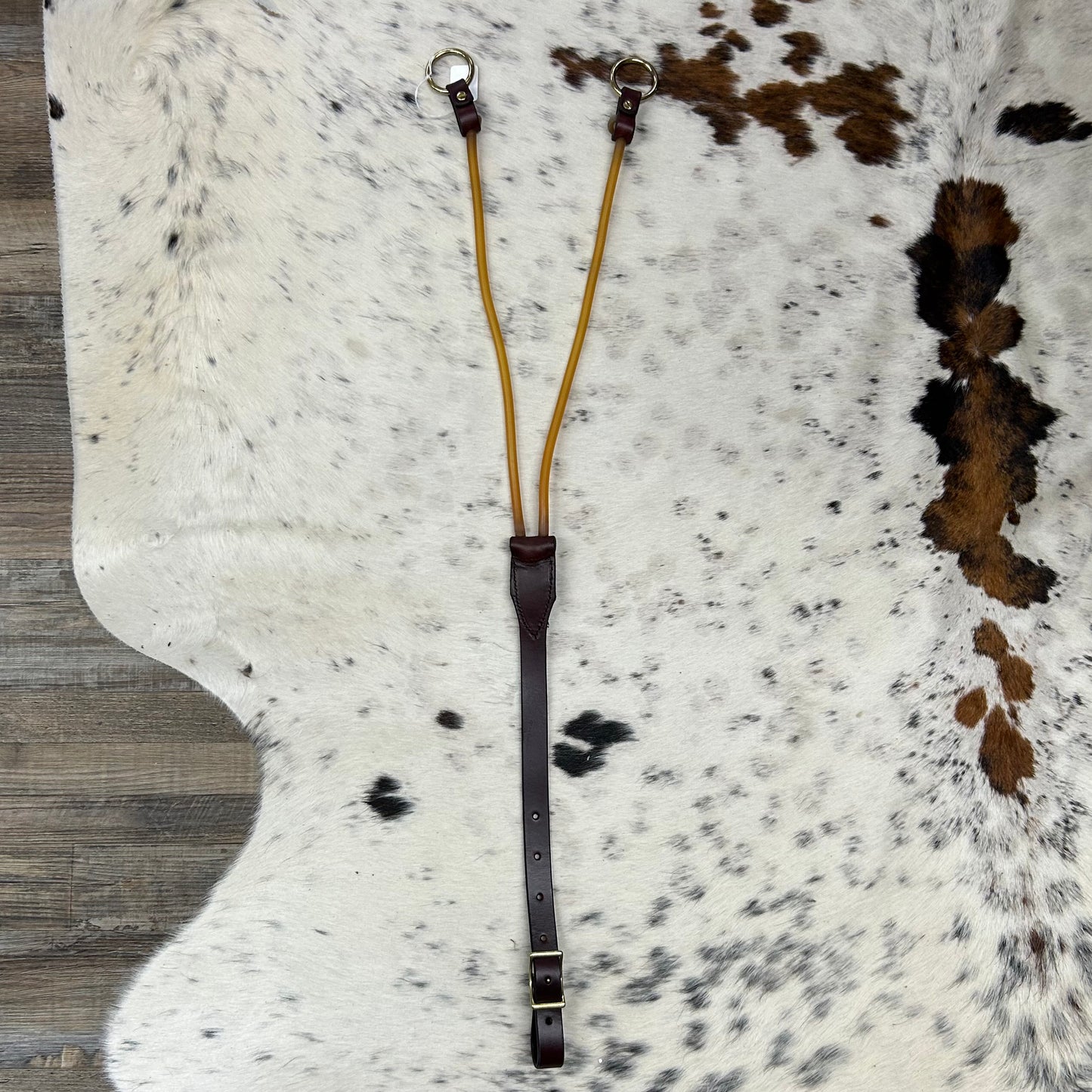 Training Resistance Tie Down Surgical Tubing Fork Dark Brown Leather W/ Brass Hardware Amish Crafted