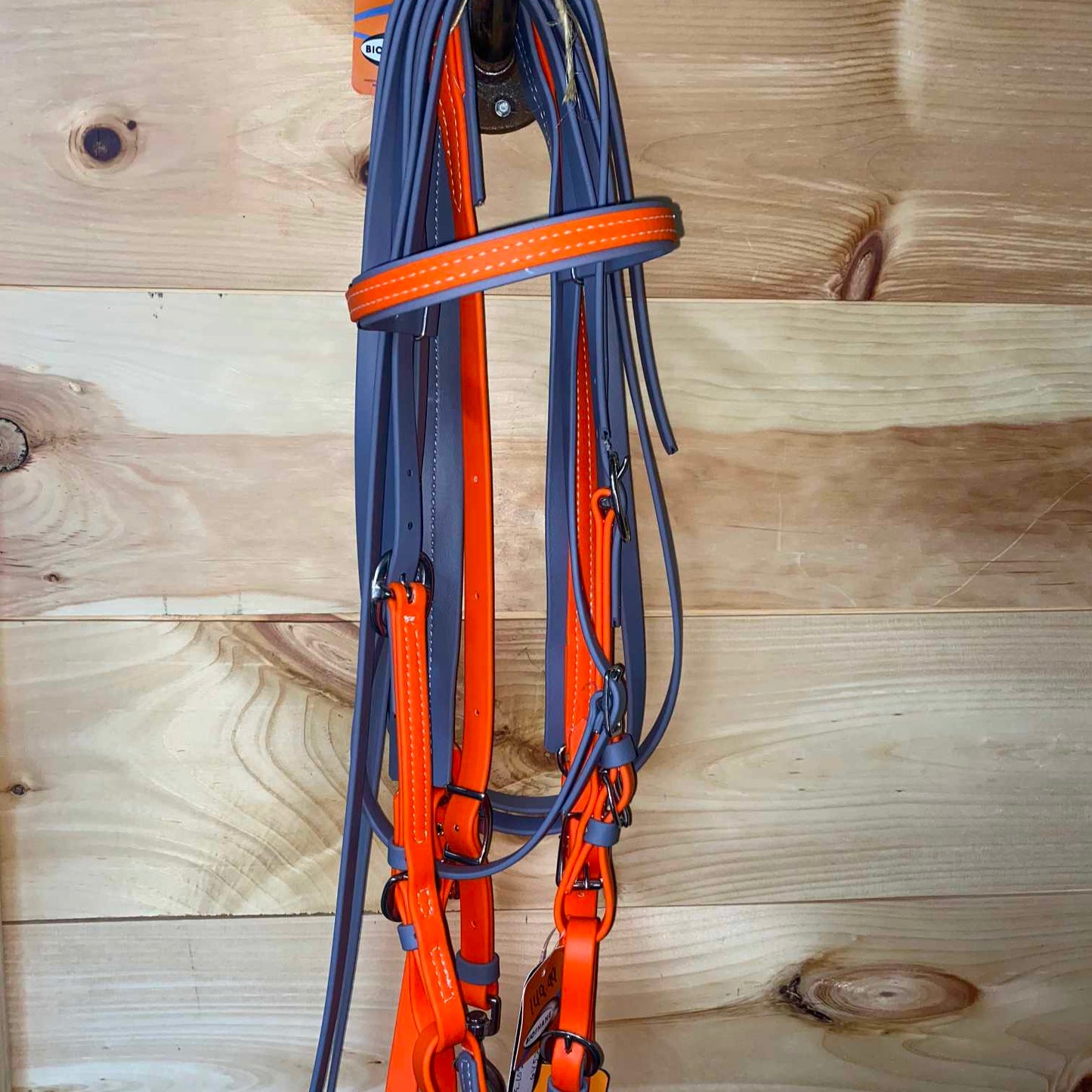 Berlin Biothane Bridle & Breast Strap Combo Neon Orange / Gray