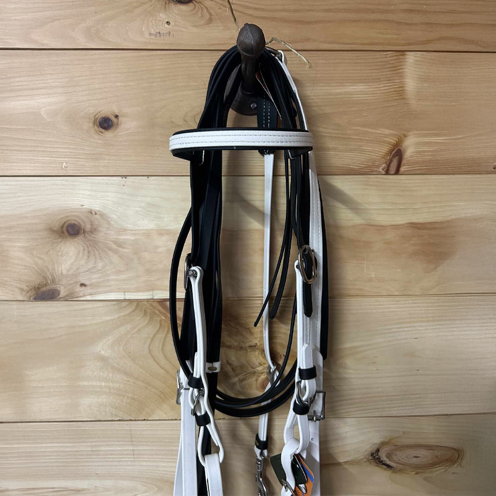 Biothane Bridle & Breast Strap Combo Black/White