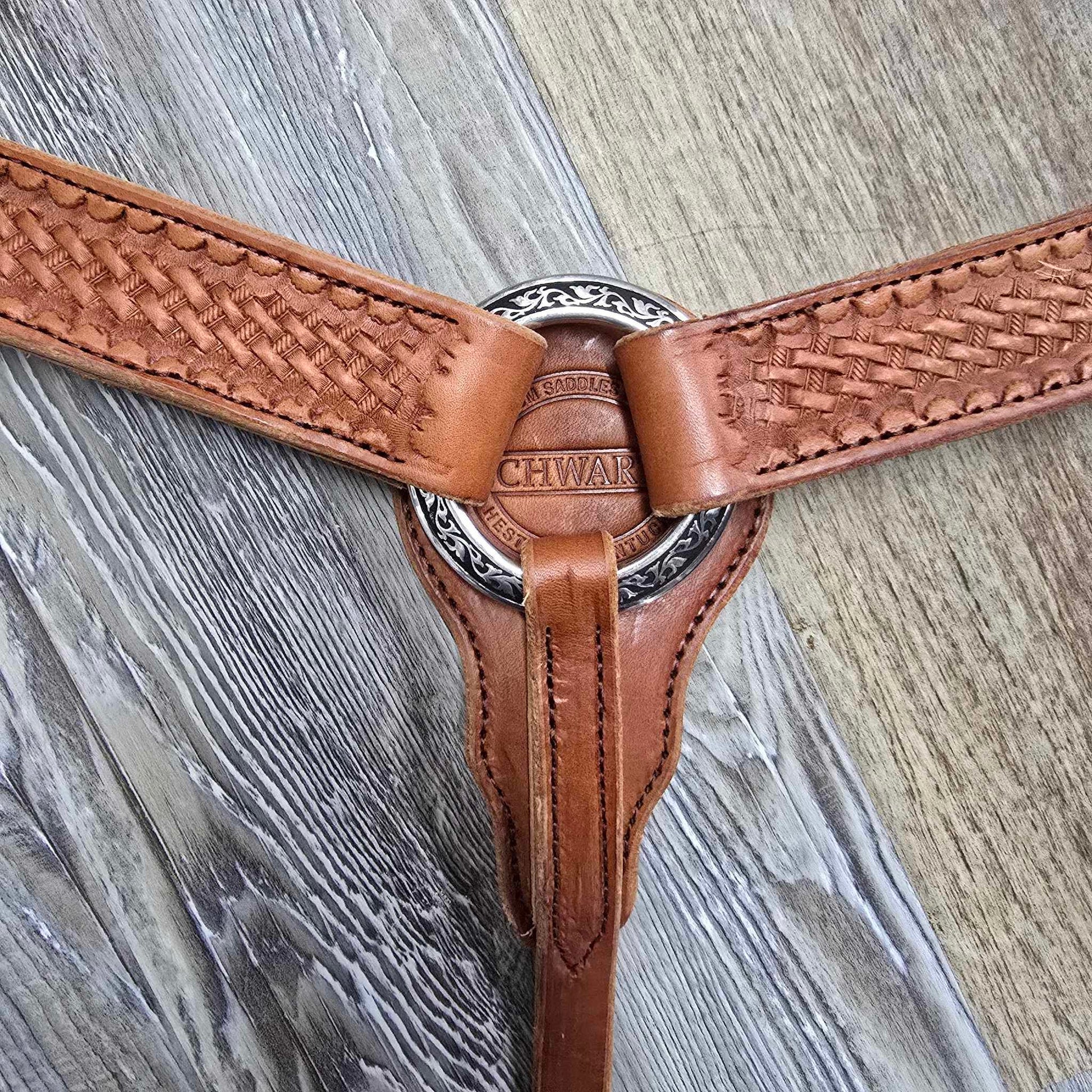 Schwartz Leather Basket Weave Tooled Straight Breast Collar Assorted Colors