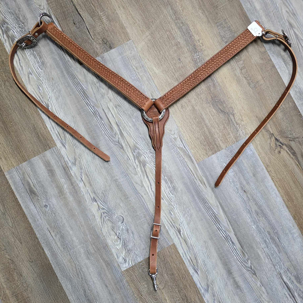 Schwartz Leather Basket Weave Tooled Straight Breast Collar Assorted Colors