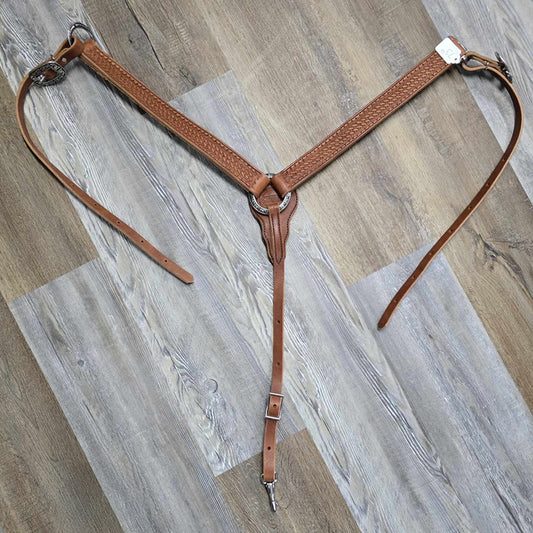 Schwartz Leather Basket Weave Tooled Straight Breast Collar Assorted Colors