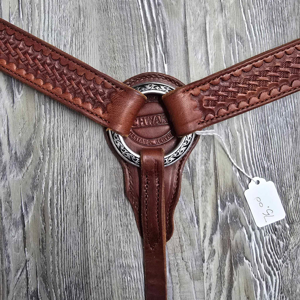 Schwartz Leather Basket Weave Tooled Straight Breast Collar Assorted Colors