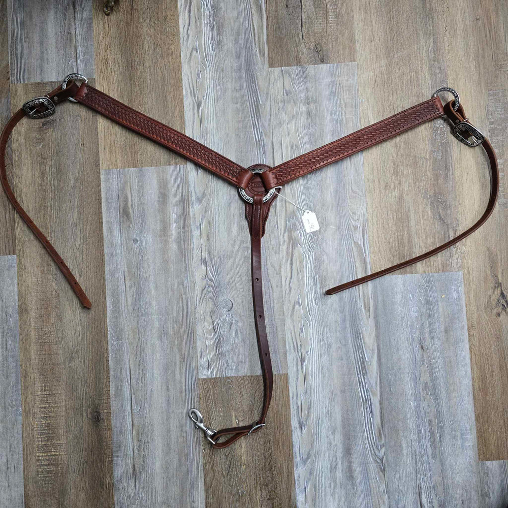 Schwartz Leather Basket Weave Tooled Straight Breast Collar Assorted Colors