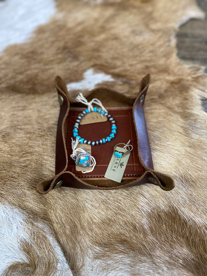 Amish Hand Crafted LARGE Jewelry HOLDER TRAY Leather