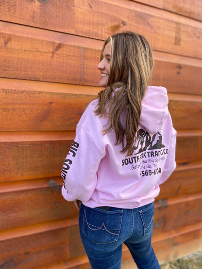 New Powder Pink & Brown Hoodie South Fork Trading Co - Adult Unisex Hoodie w/ Detailed Sleeve