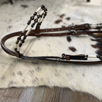 Smokey Trails Leather Beaded Headstall