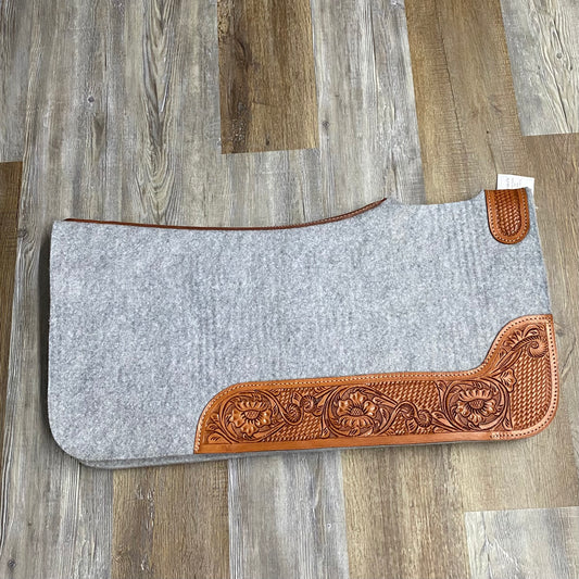 Tooled Floral Western Contour Felt Saddle Pad 30L X 32W