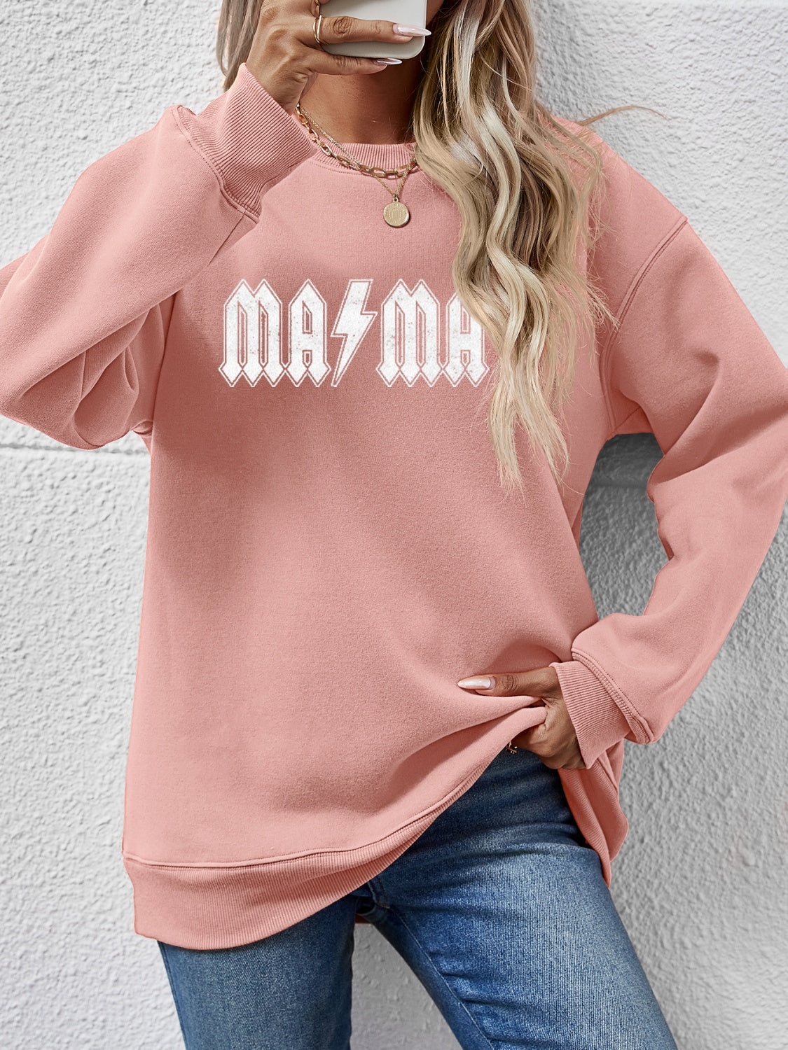 MAMA Graphic Dropped Shoulder Sweatshirt