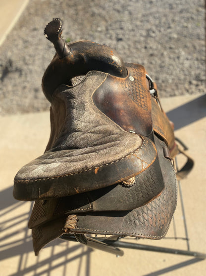 USED Black Western Saddle 15” w/ Synthetic Seat