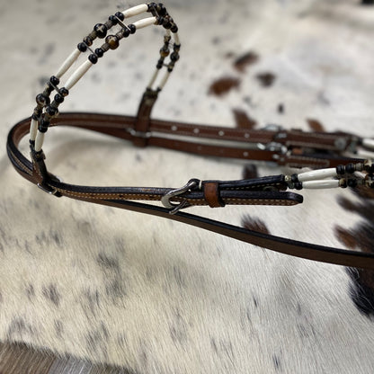 Smokey Trails Leather Beaded Headstall