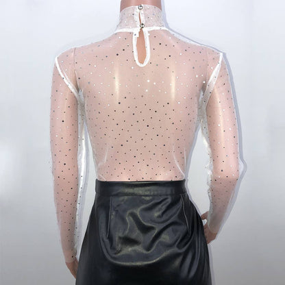 See Through Sheer Mesh Sequin Underwear Top