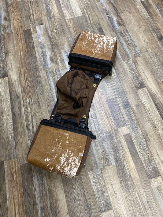 Brown cowhide Amish crafted detachable saddle bags western 
