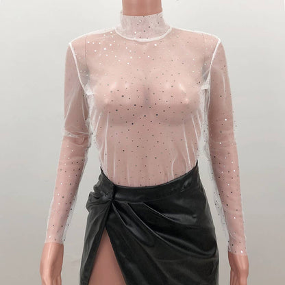 See Through Sheer Mesh Sequin Underwear Top