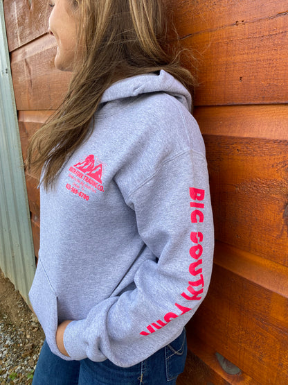 NEW Light Gray & Neon Pink South Fork Trading Co - Adult Unisex Hoodie w/ Detailed Sleeve