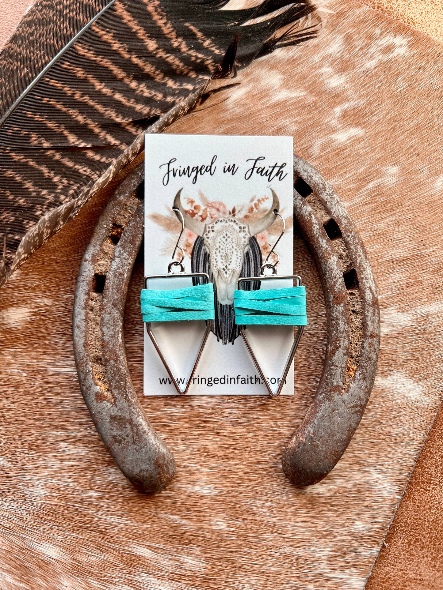 Yellowstone Weaved Arrowhead Hoop | Turquoise