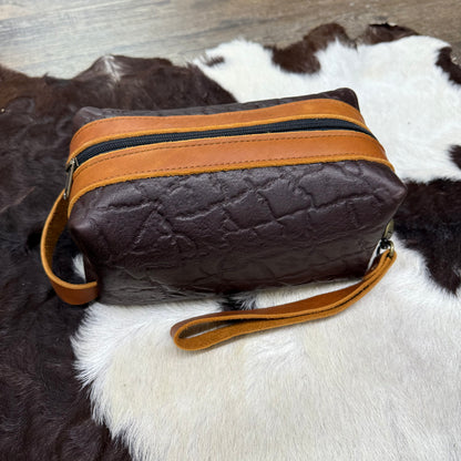 Amish Crafted “The Open Plain Toiletry Bag” Rectangular Shaped All Leather (assorted styles)