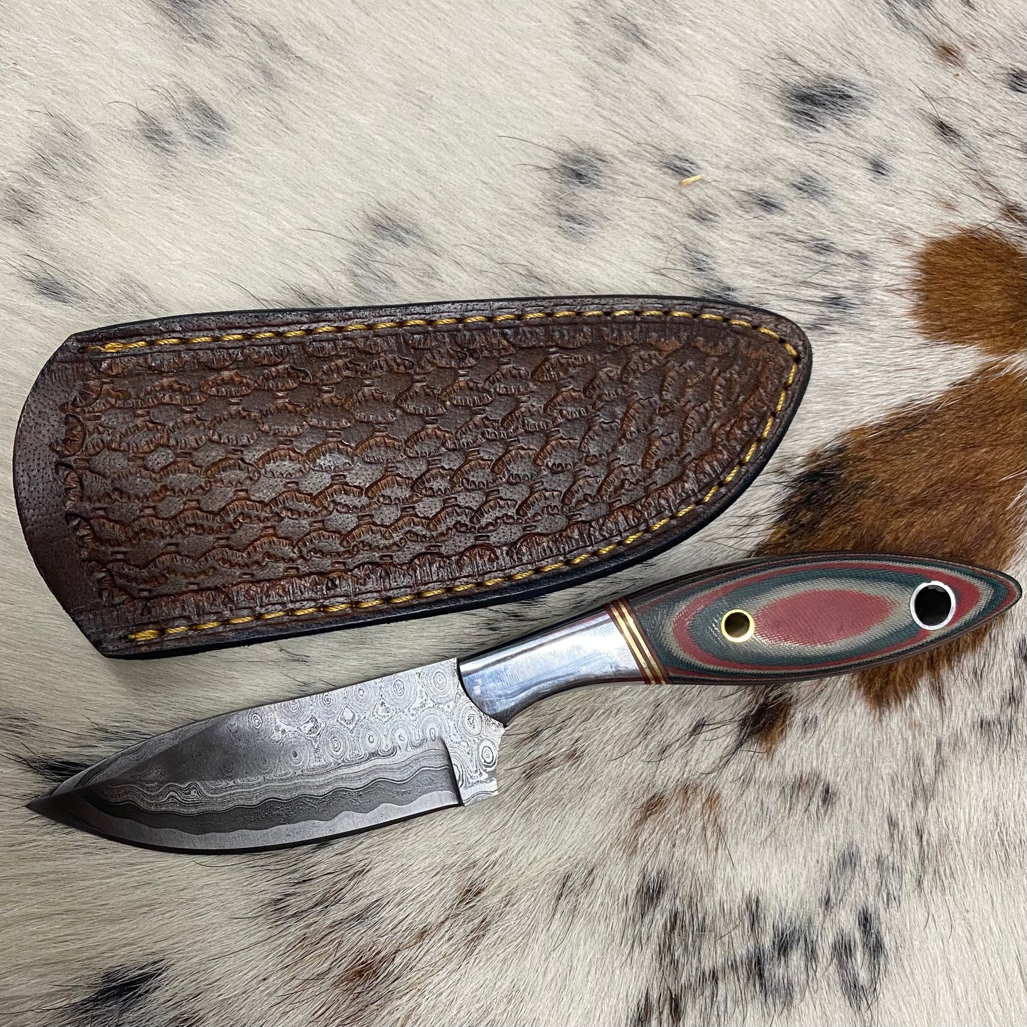 Handmade Premium Damascus Steel Blade Indestructible Micarta Handle & Leather Sheath