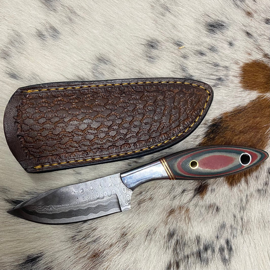 Handmade Premium Damascus Steel Blade Indestructible Micarta Handle & Leather Sheath