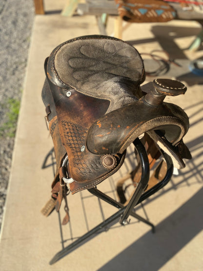 USED Black Western Saddle 15” w/ Synthetic Seat