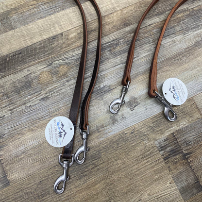 Amish Crafted Light Leather ROUNDED SINGLE Reins Heavy W/ Stainless Steel Snaps