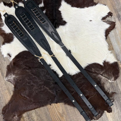Amish Hand Crafted Black Leather Gun Slings w/ Bullet Holders